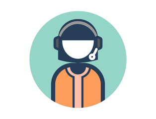 電話対応コールセンタースタッフの丸いシンプルなカラフルカラーイラストアイコン