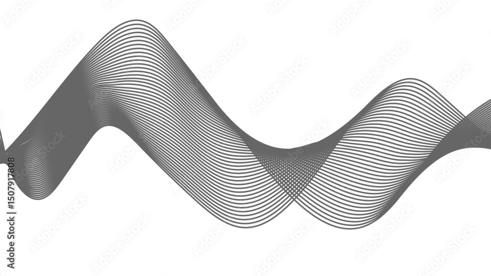 Poster abstract black lines wave curve motion on white background. abstract grey wave line design suitable 