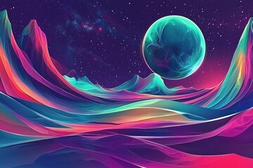 Cosmic landscape, vibrant hues