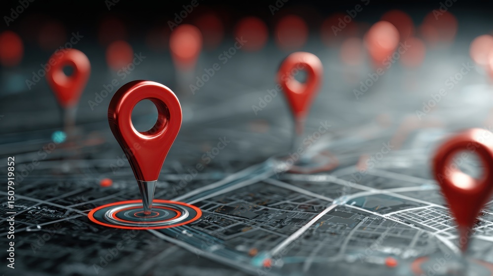 Aufkleber red pin precisely pointing to a red signifying goal mapping and ai-driven strategy alignment for suc