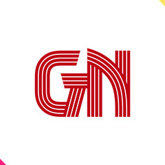 Parallel Line Monogram Initial Logo Logo Letter G and N