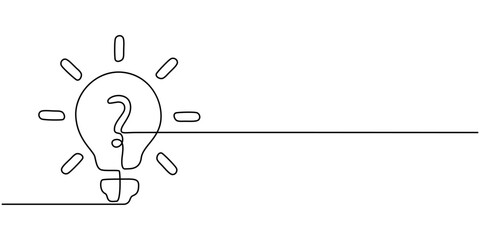 Lamp icon with question mark, light bulb with a question sign inside continuous one line drawing, Illustration of a lightbulb with a question mark, Problem Icons - Graphic Icon Series, Light bulb icon