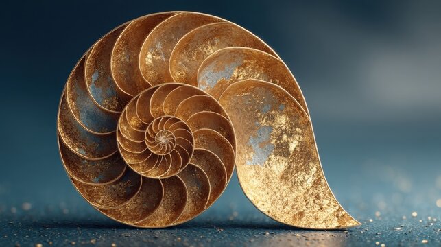 Exquisite nautilus capturing the essence of fibonacci sequence in a clean design with golden spiral aesthetic appeal