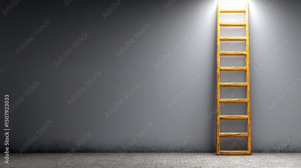 Aufkleber simple ladder positioned in a room highlighting the fibonacci support ladder icon concept for interi