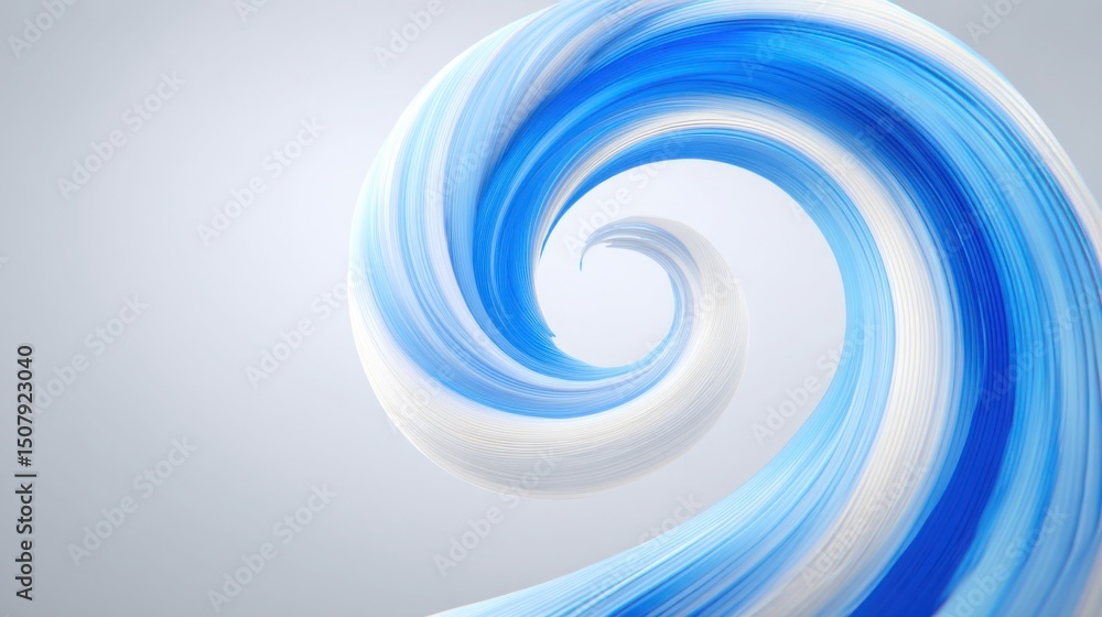 Poster beautiful blue and white wave design illustrating smooth swirl patterns as a unique fibonacci swirl 