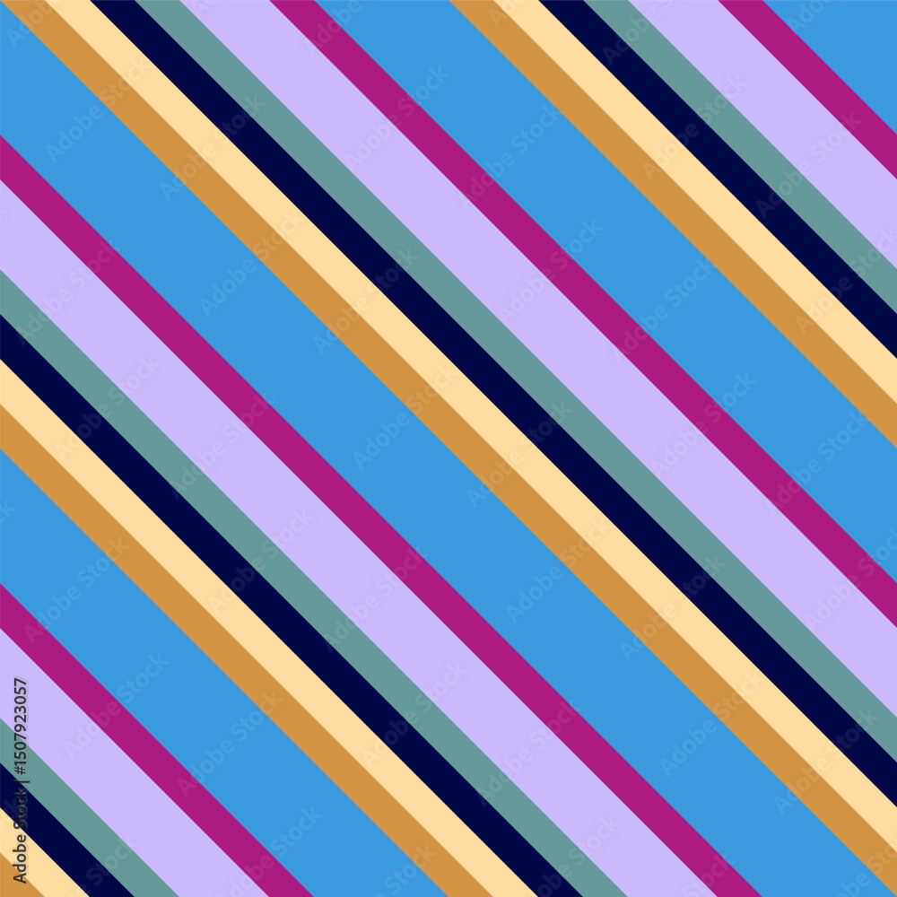 Poster diagonal multicolor stripes seamless pattern in vector. fashionable print for fabric.