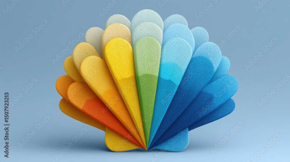 Poster vibrant rainbow colored fan displaying an array of colors in a beautifully designed and artistic pre