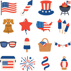 4th of July Vector Icon Set