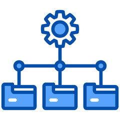 Data management blue color icon. Simple vector icon design in blue color style. Editable vector format