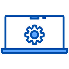 Laptop blue color icon. Simple vector icon design in blue color style. Editable vector format