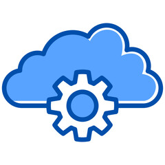Cloud computing blue color icon. Simple vector icon design in blue color style. Editable vector format