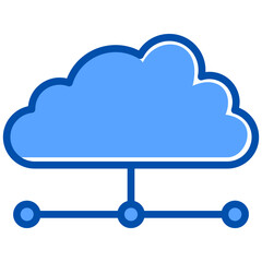 Cloud blue color icon. Simple vector icon design in blue color style. Editable vector format