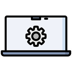 Laptop lineal color icon. Simple vector icon design in lineal color style. Editable vector format