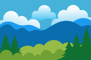 landscape with mountains and clouds