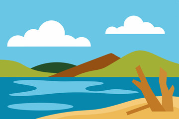 summer landscape with sun and clouds