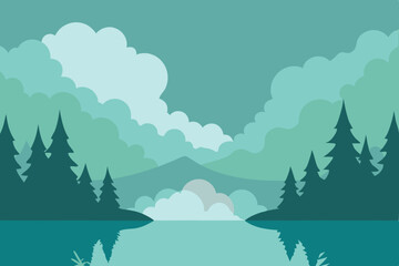Fototapeta premium winter landscape with trees and mountains