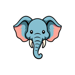Cute Elephant Head Cartoon Logo