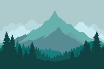 Fototapeta premium mountain landscape with trees and clouds