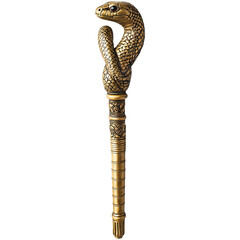 Elegant Golden Snake-Headed Staff with Intricate Design Details