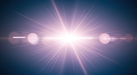 光線効果、レンズフレア、青色の背景