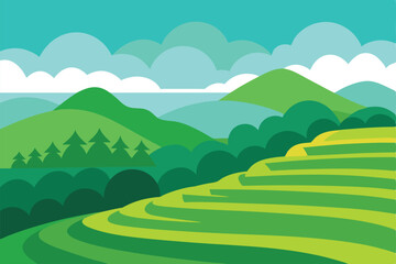 Obraz premium landscape with green hills