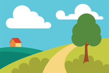 Fototapeta premium landscape with trees and clouds