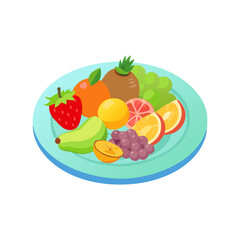 Healthy Food Plate with Fruits, Vegetables