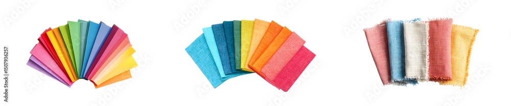 Aufkleber set of assorted fabric swatches in a spectrum of colors. isolated on transparent background