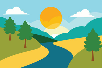 Obraz premium landscape with trees and mountains background 