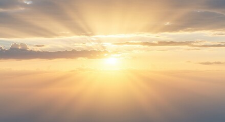 Obraz premium 輝く太陽光線が差し込む空の背景