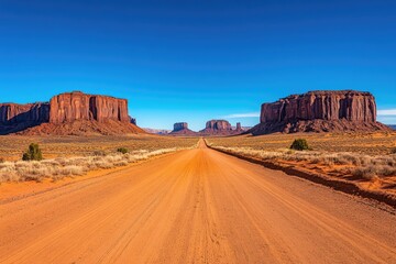 Desert road leading to distant buttes (1)