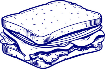 hand drawn illustration of sandwich. sandwich doodle hand drawn icon. Outline drawing sandwich line clipart symbol
