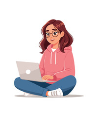 freelance woman vector”, “cartoon woman laptop”, “work from home