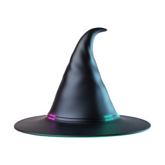 Stylish Witch Hat with Neon Accents on a Transparent Background