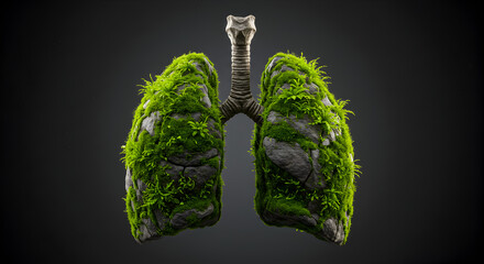 Mossy Lungs Representing Health on Dark Background A Symbol of Environmental Connection and Natural Growth