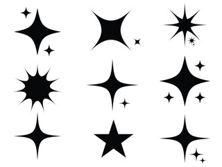 Twinkle star icon, vector icon set. Star icon group, abstract cool shine effect. Vector illustration.