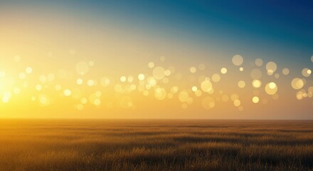 Obraz premium 日の出の地平線と輝くボケの抽象的な背景