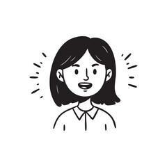 Happy Woman Avatar Outline Illustration Vector EPS File