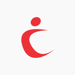 Letter C people sport logo icon vector
