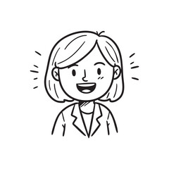 Happy Woman Avatar Outline Free Vector Illustration