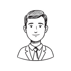 Hand-Drawn Outline Illustration of a Man in a Suit