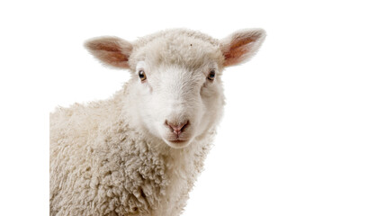 Fototapeta premium Close Up Portrait of a Cute Lamb on Transparent Background