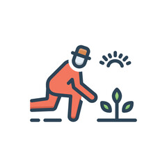 Color illustration icon for human farming