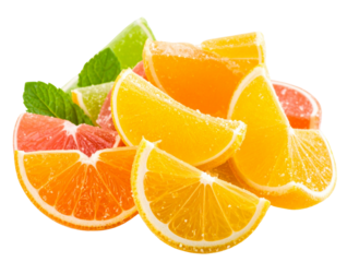 Fruit jelly candies isolated on transparent background 