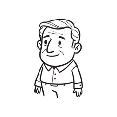 Elderly Man Cartoon Outline Illustration Vector EPS File