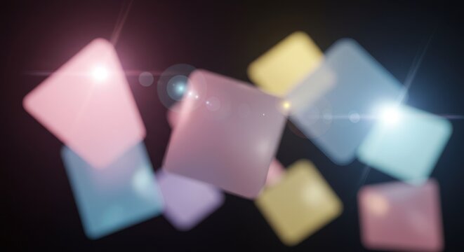 抽象的なパステルカラーの正方形が浮かぶ背景