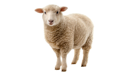 Obraz premium Cute Lamb Standing Isolated on Transparent Background for Design Projects