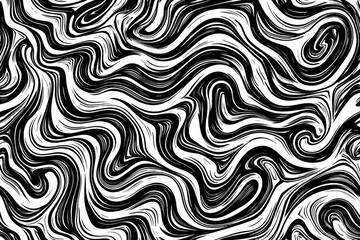 Abstract black and white swirling pattern design.