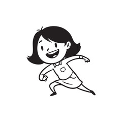 Happy Girl Cartoon Outline Illustration Vector EPS File