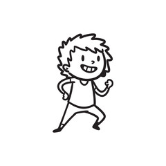 Obraz premium Happy Cartoon Child Outline Illustration Vector EPS